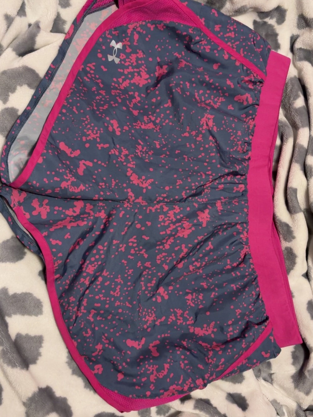 Under Armour Women's Charcoal Gray Shorts with Pink Accent